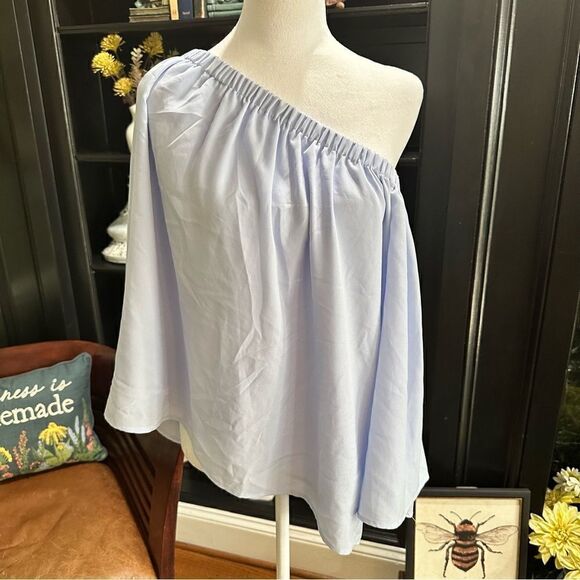 French Connection Blue Off-The-Shoulder Blouse Size M - Picture 1 of 9